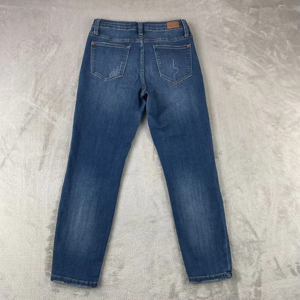 JUDY BLUE Relaxed Fit Jeans Women 28x26 Blue Whiskering Zip‎ Fly JBB2102DK - Picture 7 of 12